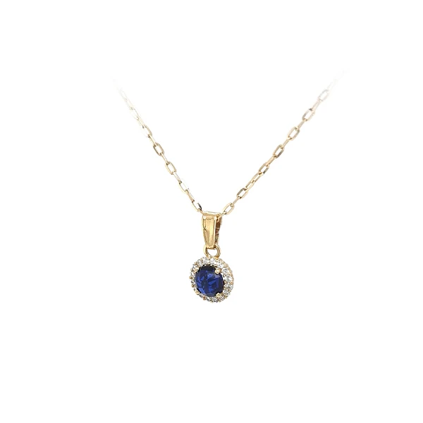 Gold Pendant with Blue Stone