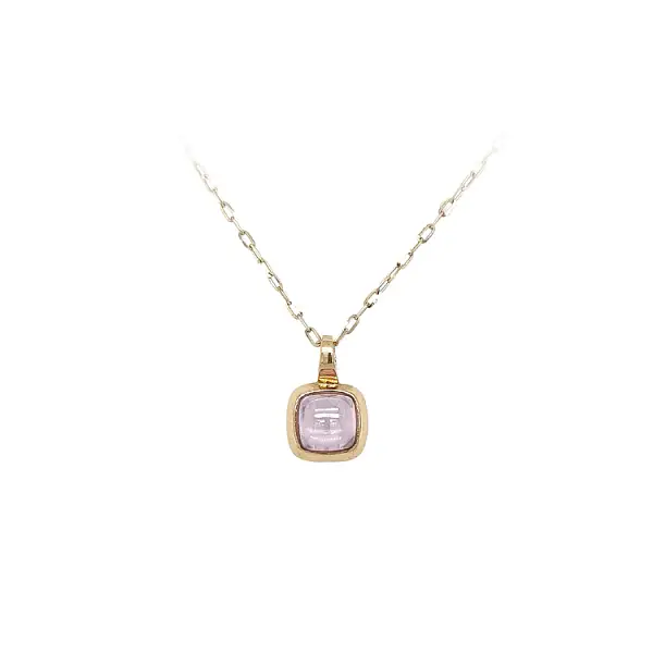 Gold Pendant with Pink Stone