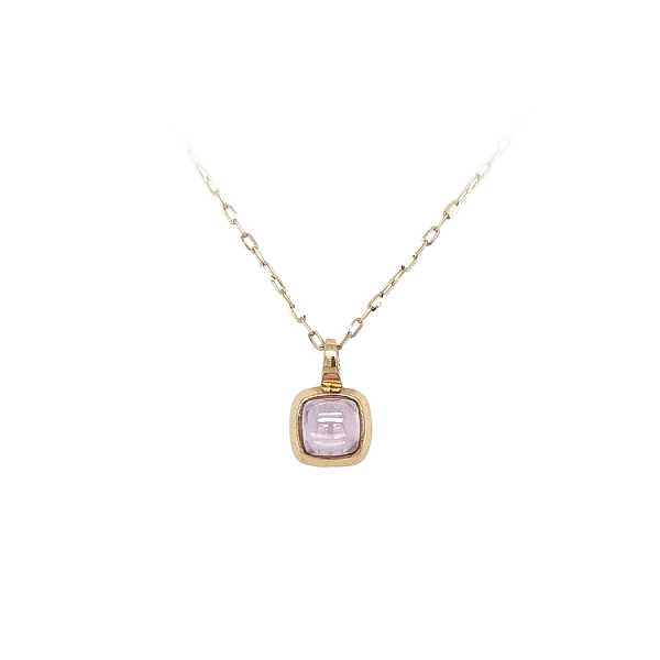Gold Pendant with Pink Stone