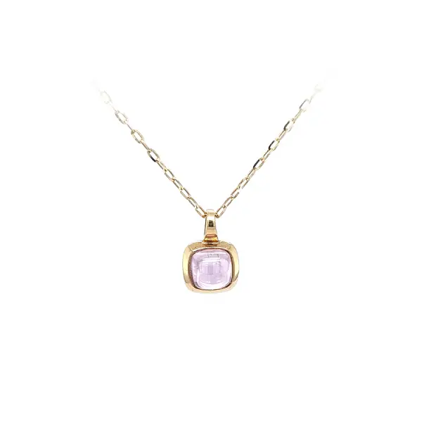 Gold Pendant with Pink Stone