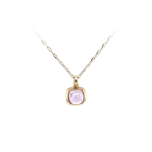 Gold Pendant with Pink Stone
