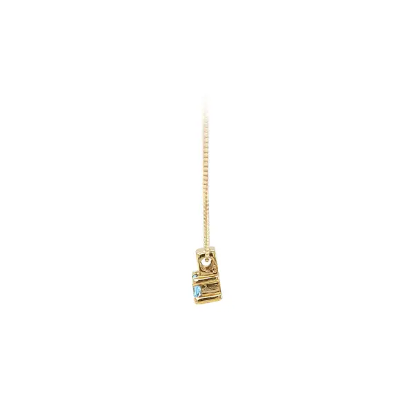 Gold Solitaire Pendant with Blue Stone