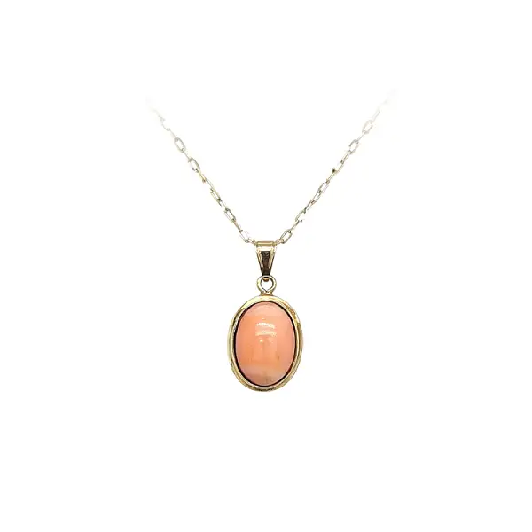 Gold Pendant with Coral