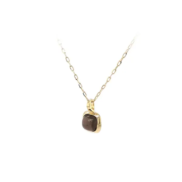 Gold Pendant with Brown Stone