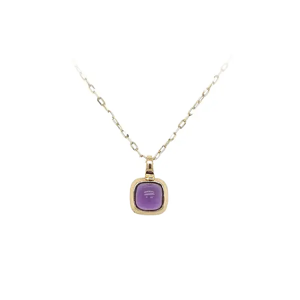 Gold Pendant with Purple Stone