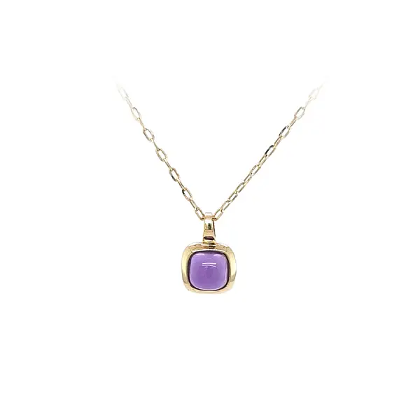 Gold Pendant with Purple Stone