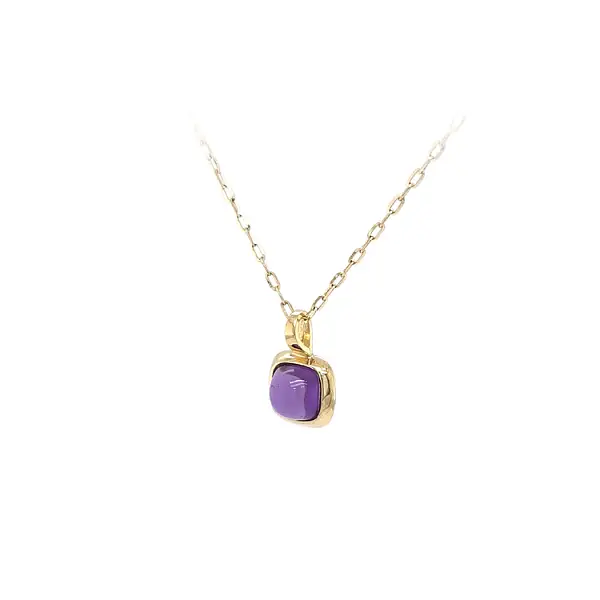 Gold Pendant with Purple Stone