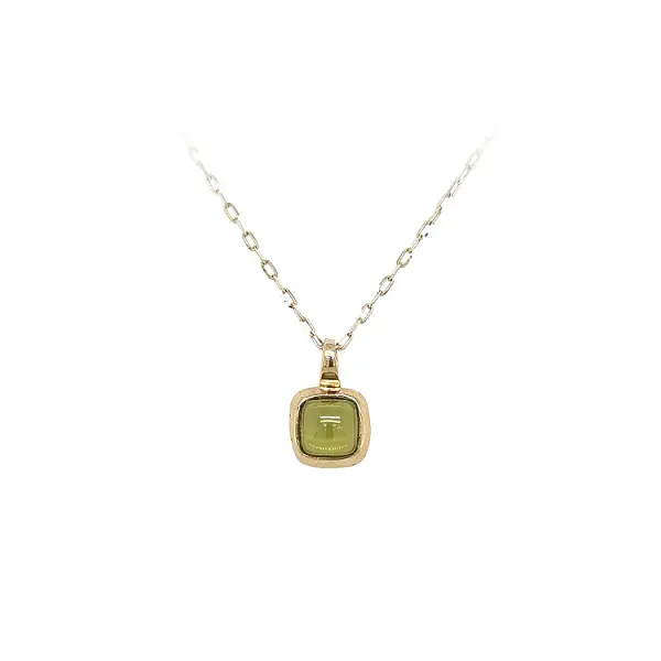 Gold Pendant with Green Stone