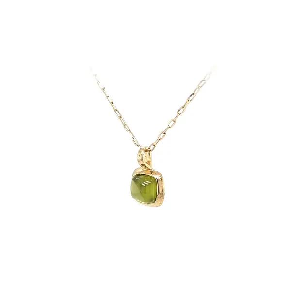 Gold Pendant with Green Stone
