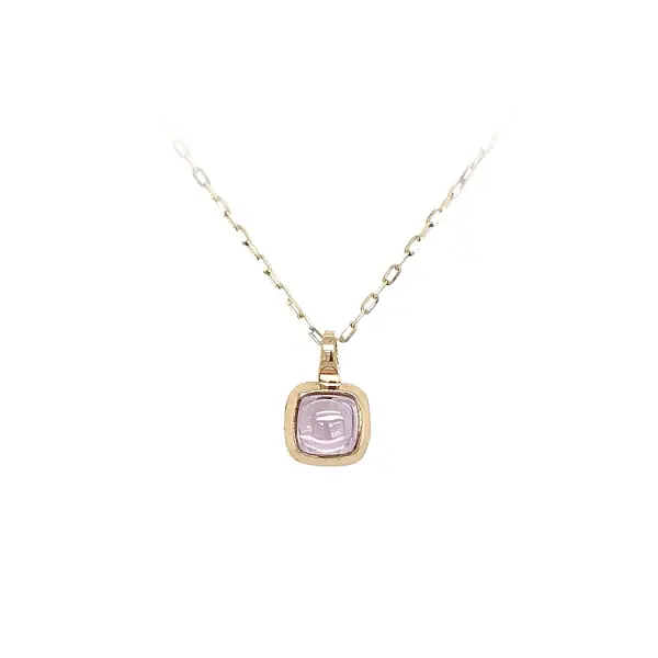 Gold Pendant with Pink Stone