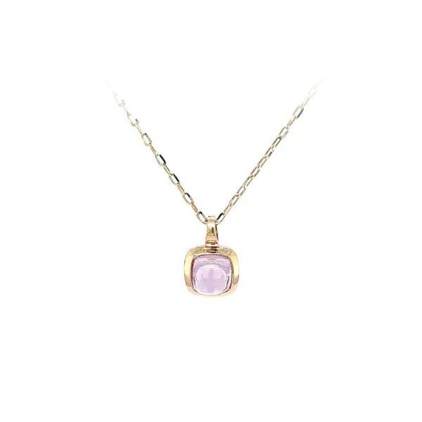 Gold Pendant with Pink Stone