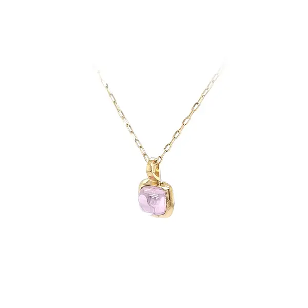 Gold Pendant with Pink Stone