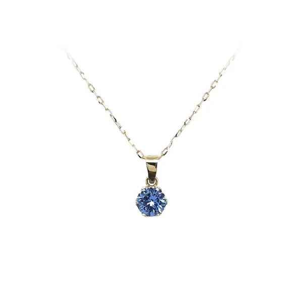 Gold Pendant with Blue Stone