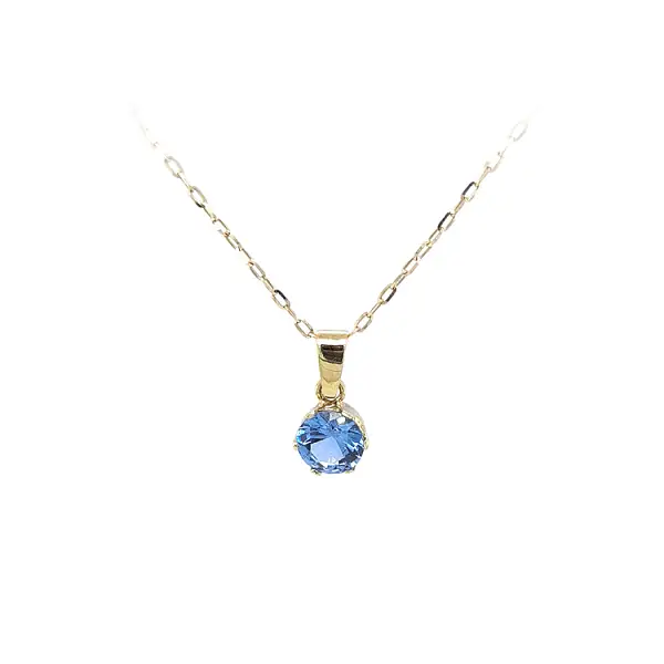Gold Pendant with Blue Stone