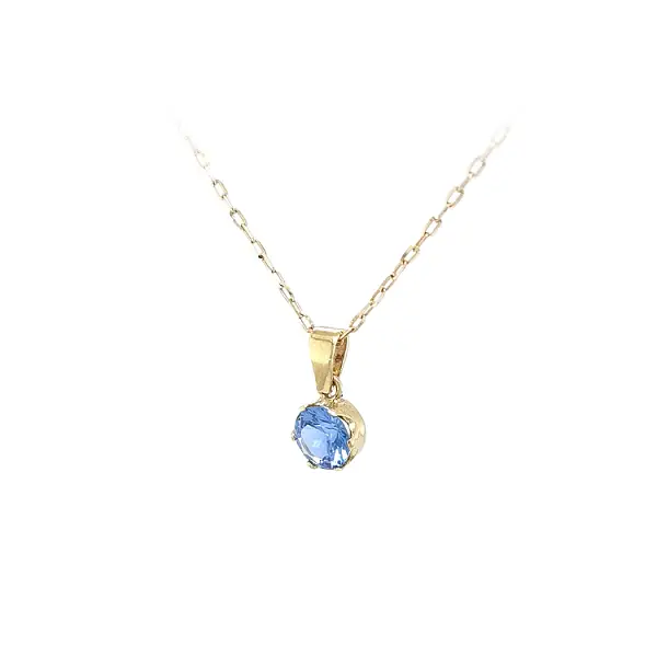 Gold Pendant with Blue Stone