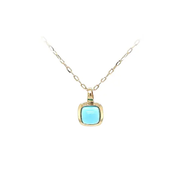Gold Pendant with Blue Stone