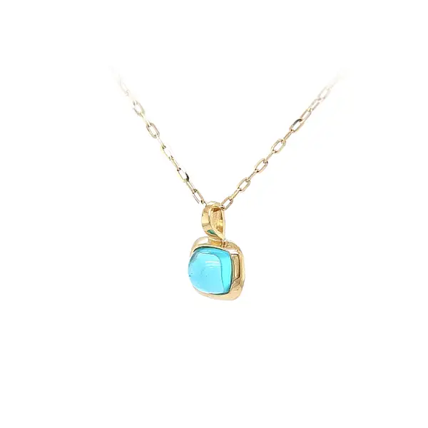 Gold Pendant with Blue Stone