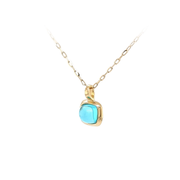 Gold Pendant with Blue Stone