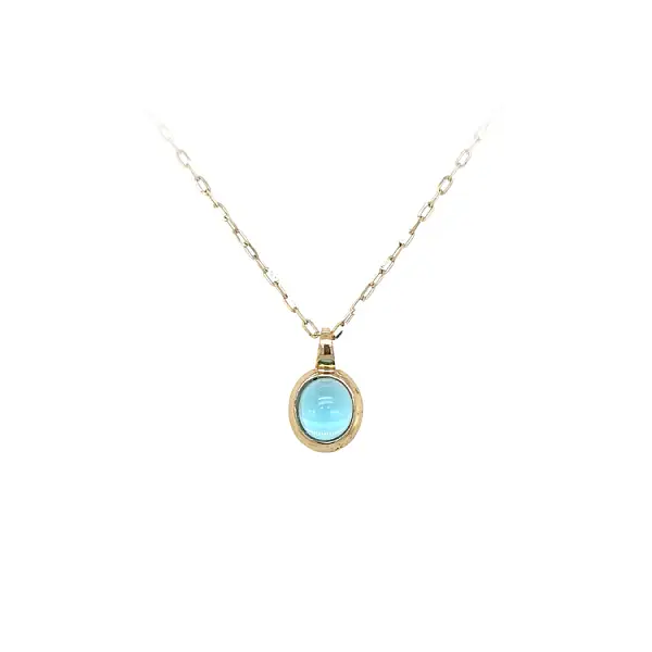 Gold Pendant with Blue Stone