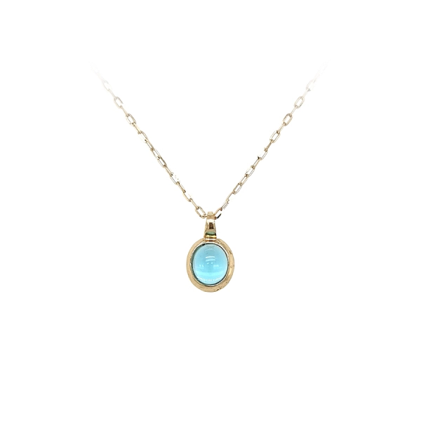 Gold Pendant with Blue Stone