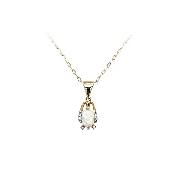Gold Pendant with Opal and Zircons