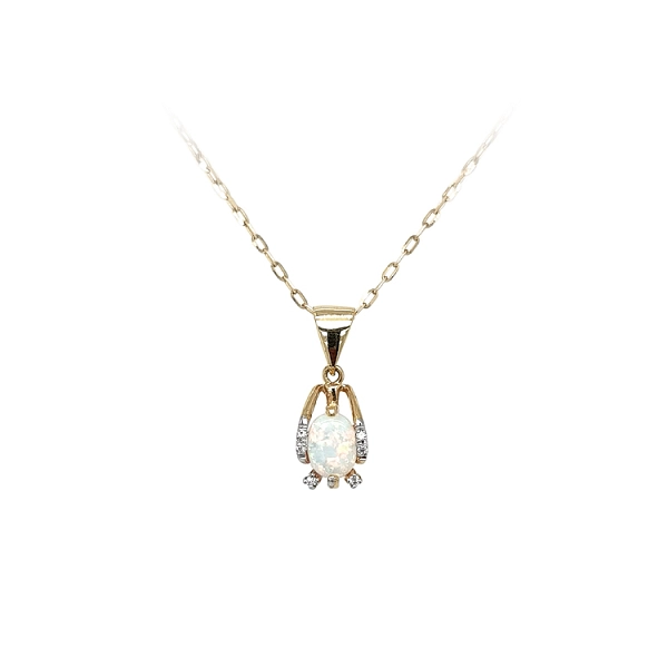 Gold Pendant with Opal and Zircons