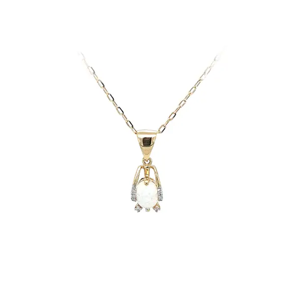 Gold Pendant with Opal and Zircons