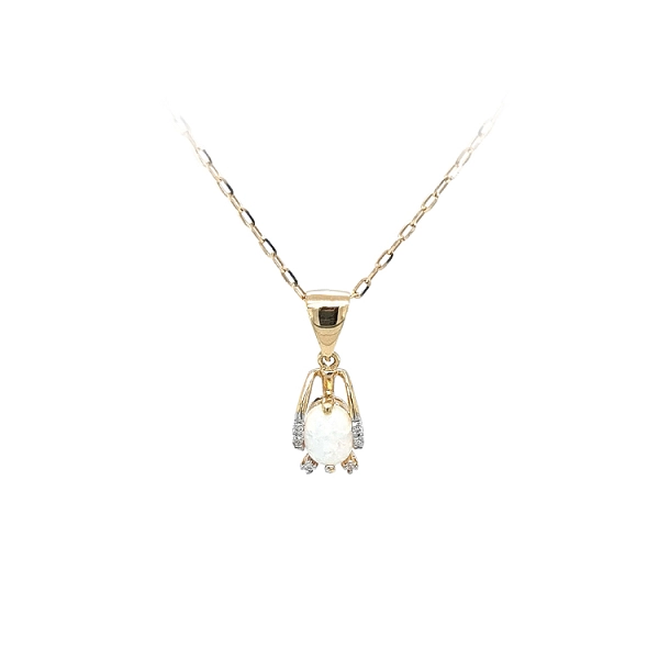 Gold Pendant with Opal and Zircons