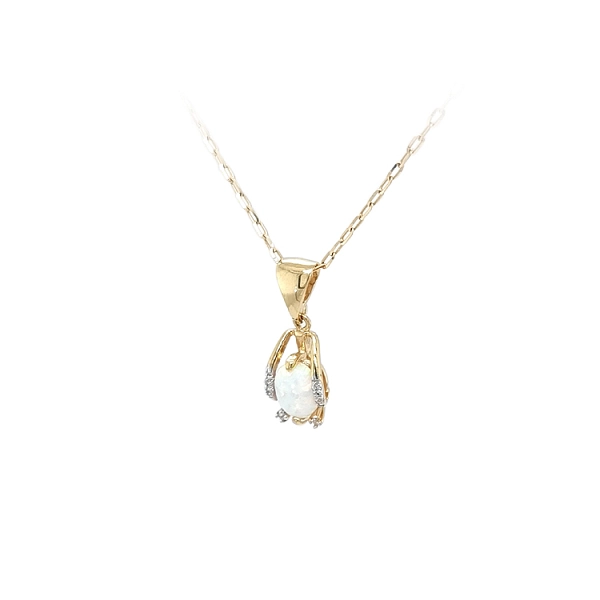 Gold Pendant with Opal and Zircons