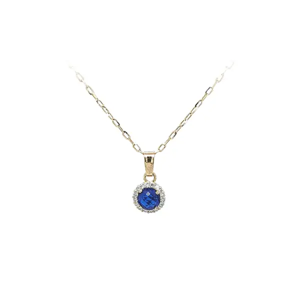 Gold Pendant with Blue Stone