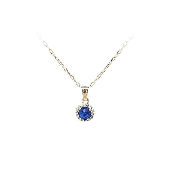 Gold Pendant with Blue Stone
