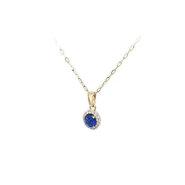 Gold Pendant with Blue Stone