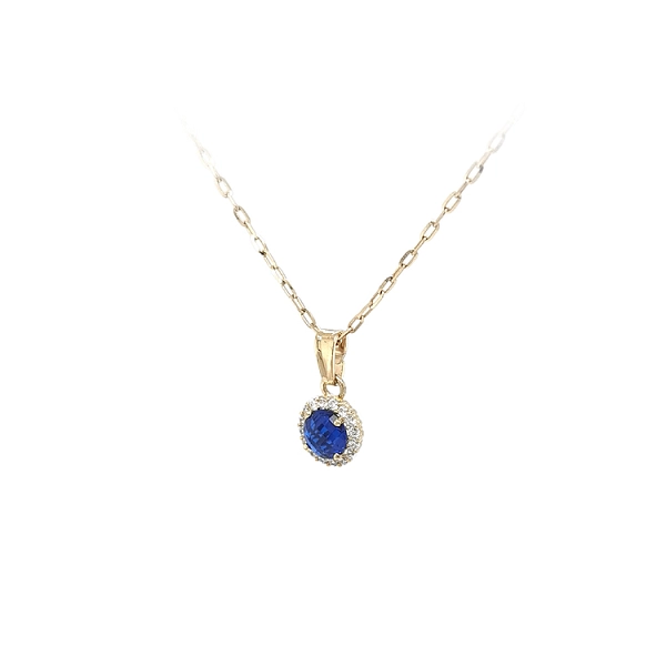 Gold Pendant with Blue Stone