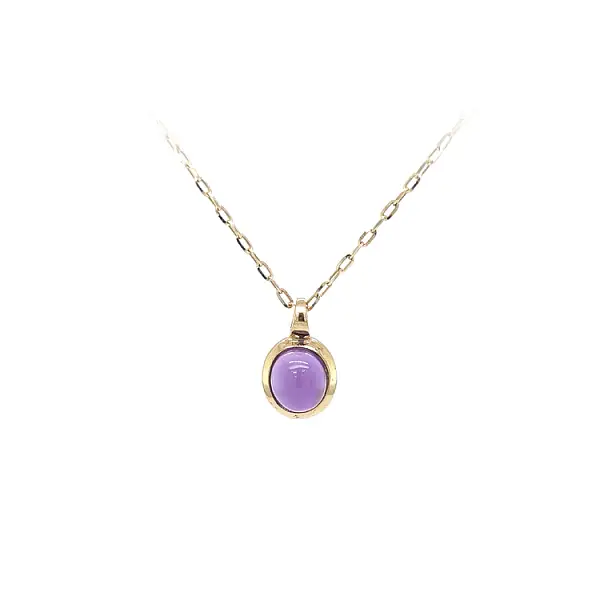 Gold Pendant with Purple Stone