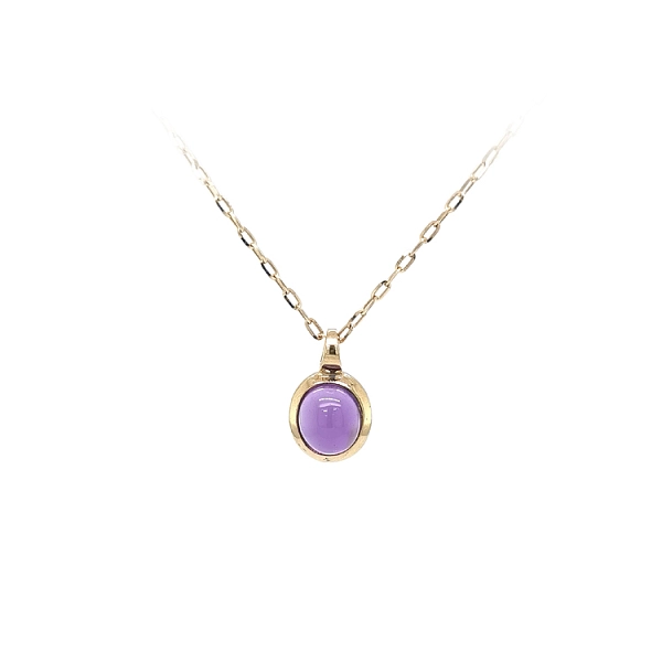 Gold Pendant with Purple Stone