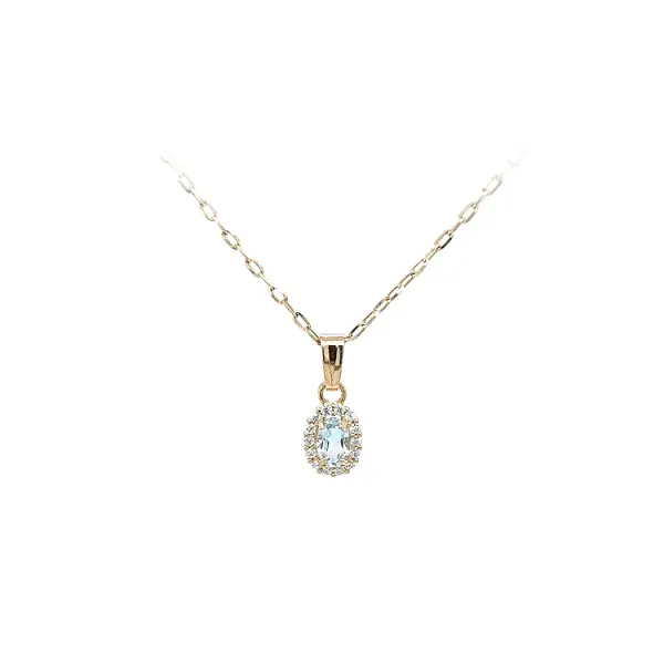 Gold Pendant with Blue Stone