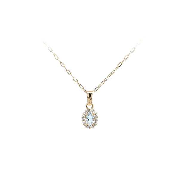 Gold Pendant with Blue Stone