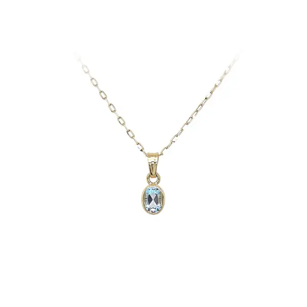 Gold Pendant with Blue Stone