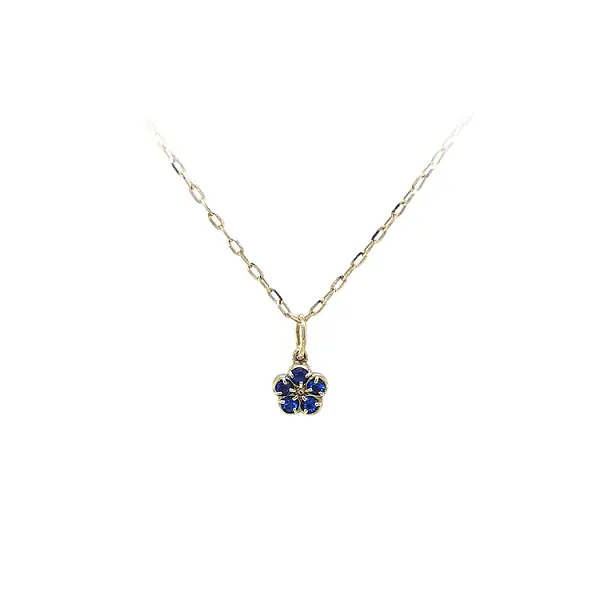 Gold Pendant with Blue Stone
