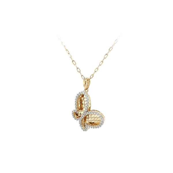 Gold Pendant Butterfly with Zircons
