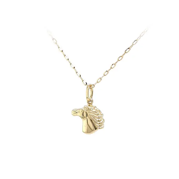 Gold Pendant with Delicate Horse Head Motif