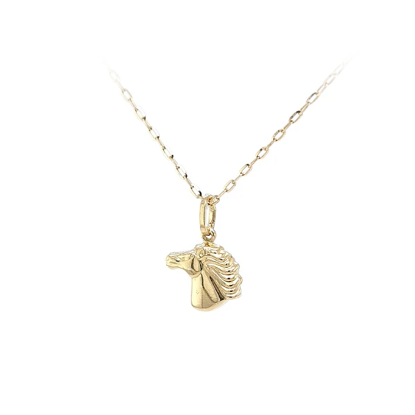 Gold Pendant with Delicate Horse Head Motif