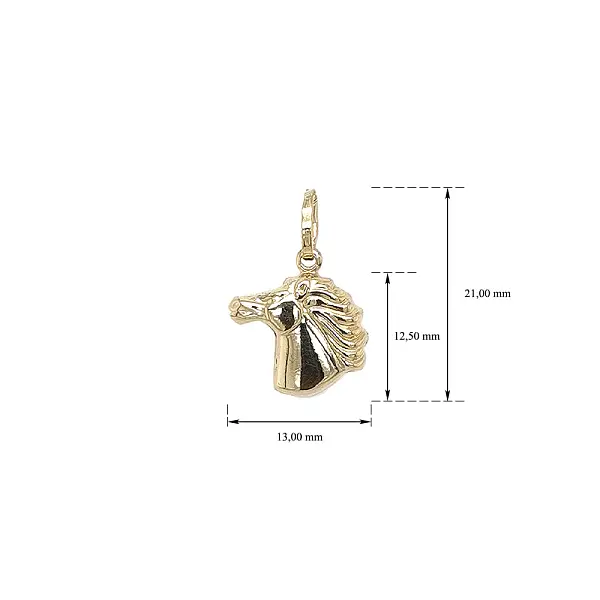 Gold Pendant with Delicate Horse Head Motif