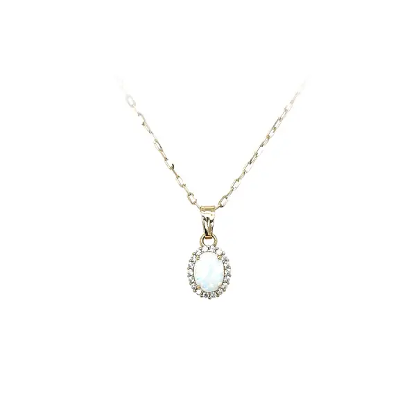 Gold Pendant with Opal and Zircons
