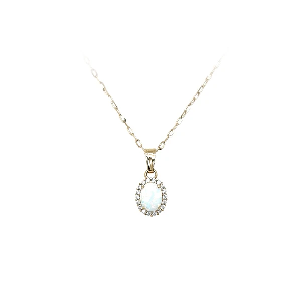 Gold Pendant with Opal and Zircons