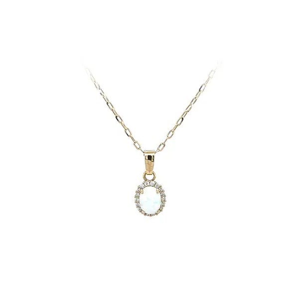 Gold Pendant with Opal and Zircons