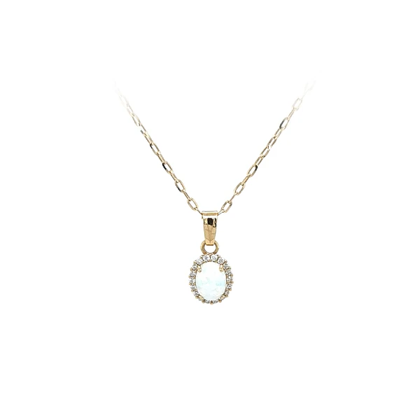 Gold Pendant with Opal and Zircons