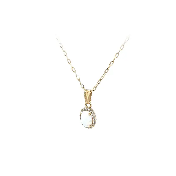 Gold Pendant with Opal and Zircons