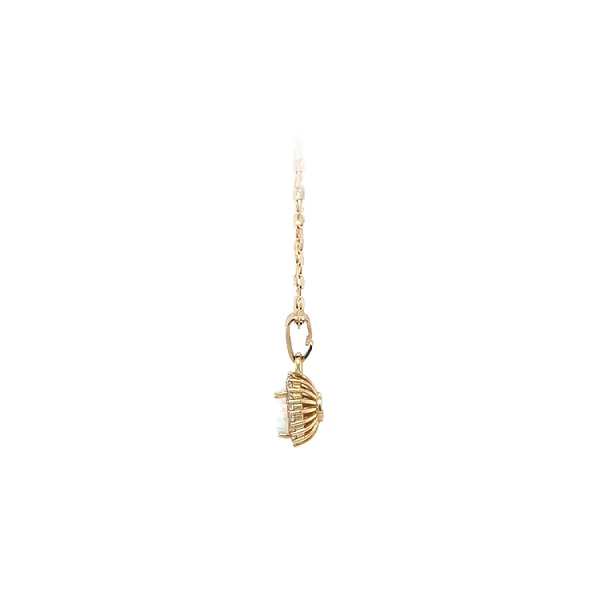 Gold Pendant with Opal and Zircons