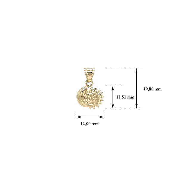 Gold Pendant Sun and Moon Symbol of harmony and balance